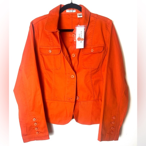 Hannah Jackets & Blazers - ❗️ Orange Button up business casual cotton jacket size large Hannah Stretch